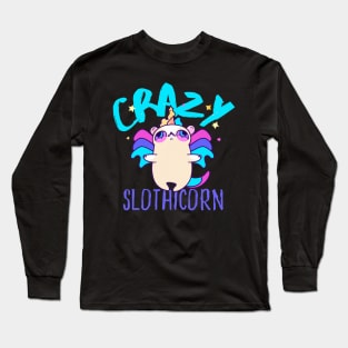 Crazy Funny Psychedelic Sloth Unicorn Hybrid Mix Long Sleeve T-Shirt